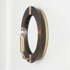 Capital Lighting Finn 12''w X 12''h 1-light Sconce In Black Stain Wood And Matte Brass With Mirrored Backplate