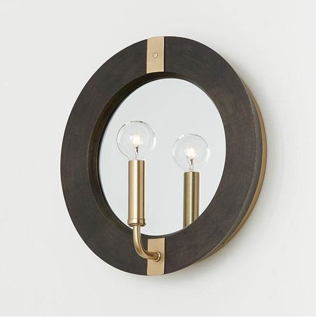 Capital Lighting 647311KR Black Stain,Matte Brass 12''w X 12''h 1-light Sconce In Black Stain Wood And Matte Brass With Mirrored Backplate Image 4
