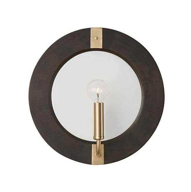 Capital Lighting 647311KR Black Stain,Matte Brass 12''w X 12''h 1-light Sconce In Black Stain Wood And Matte Brass With Mirrored Backplate Image 3