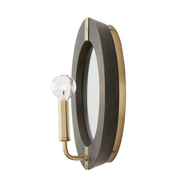 Capital Lighting 647311KR Black Stain,Matte Brass 12''w X 12''h 1-light Sconce In Black Stain Wood And Matte Brass With Mirrored Backplate Image 2