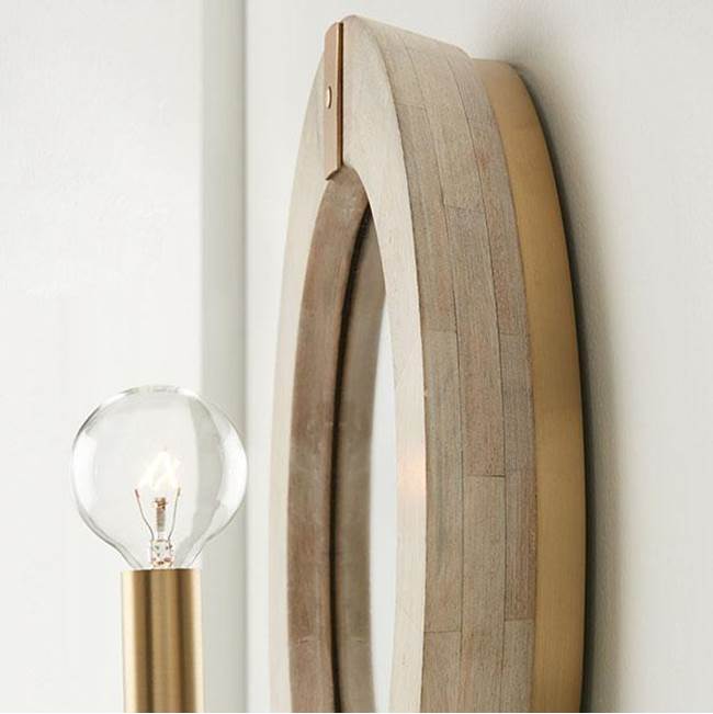 Capital Lighting Finn 12''w X 12''h 1-light Sconce In Black Stain Wood And Matte Brass With Mirrored Backplate