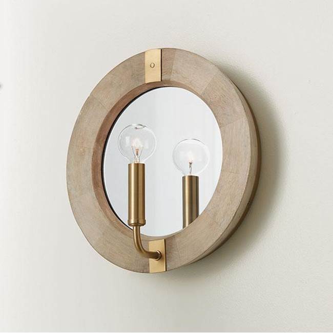 Capital Lighting 647311WS White Wash,Matte Brass 12''w X 12''h 1-light Sconce In White Wash Wood And Matte Brass With Mirrored Backplate Image 4