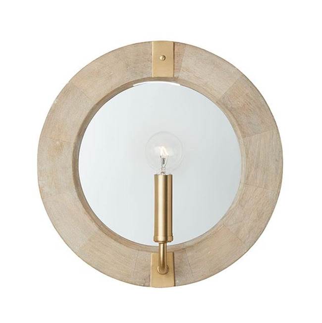 Capital Lighting 647311WS White Wash,Matte Brass 12''w X 12''h 1-light Sconce In White Wash Wood And Matte Brass With Mirrored Backplate Image 3