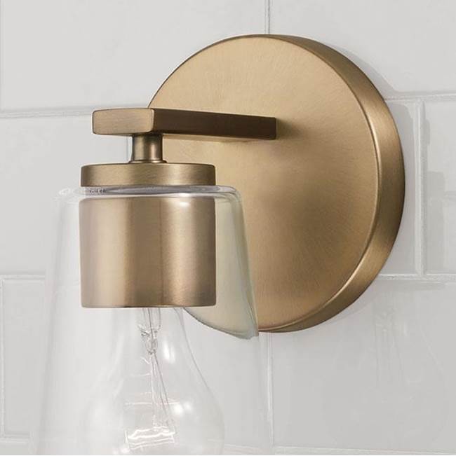 Capital Lighting Portman 5''w X 8.5''h 1-light Sconce In Aged Brass With Clear Glass