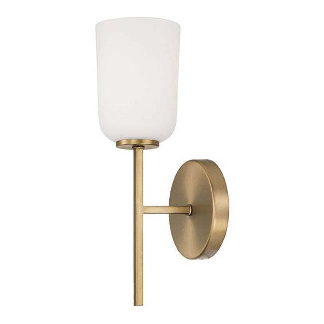 Capital Lighting 648811AD-542 Aged Brass 5''w X 14''h 1-light Sconce In Aged Brass With Soft White Glass Image 1