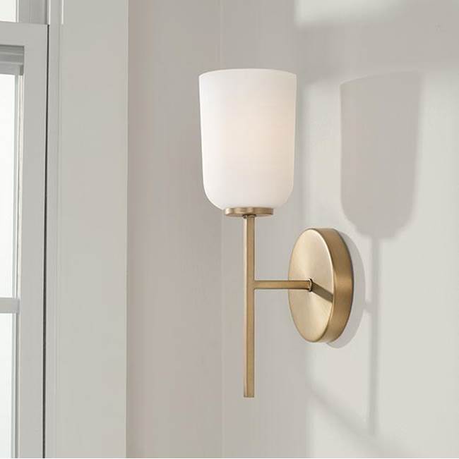 Capital Lighting 648811AD-542 Aged Brass 5''w X 14''h 1-light Sconce In Aged Brass With Soft White Glass Image 4