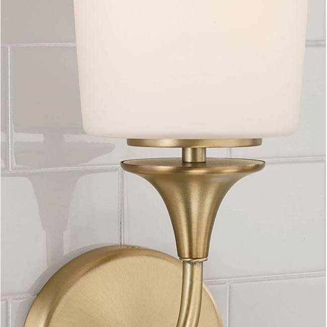 Capital Lighting Presley 5.5''w X 13.75''h 1-light Sconce In Aged Brass With Soft White Glass