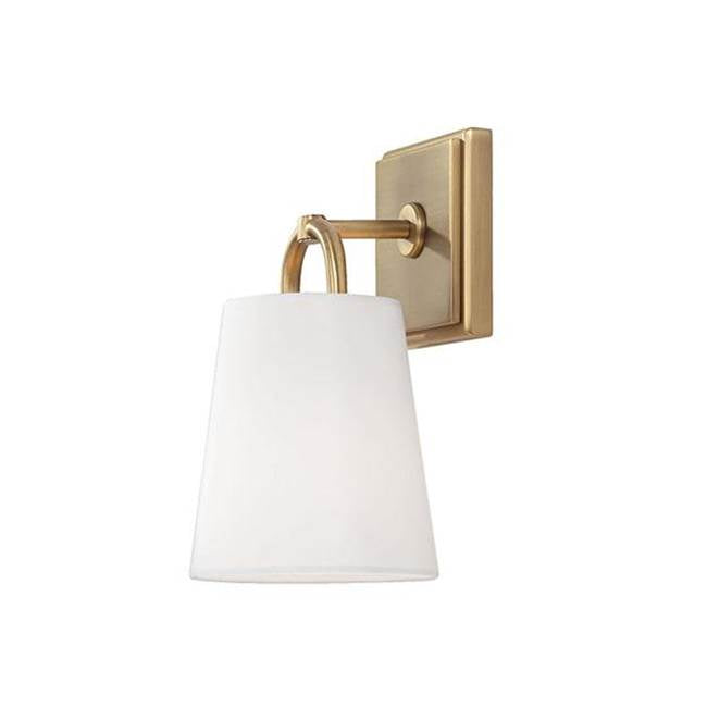 Capital Lighting 649411AD Aged Brass 6''w X 11''h 1-light Sconce In Aged Brass With White Fabric Shade Image 1