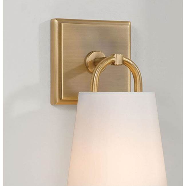 Capital Lighting Brody 6''w X 11''h 1-light Sconce In Aged Brass With White Fabric Shade