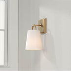 Capital Lighting 649411AD Aged Brass 6''w X 11''h 1-light Sconce In Aged Brass With White Fabric Shade Image 4