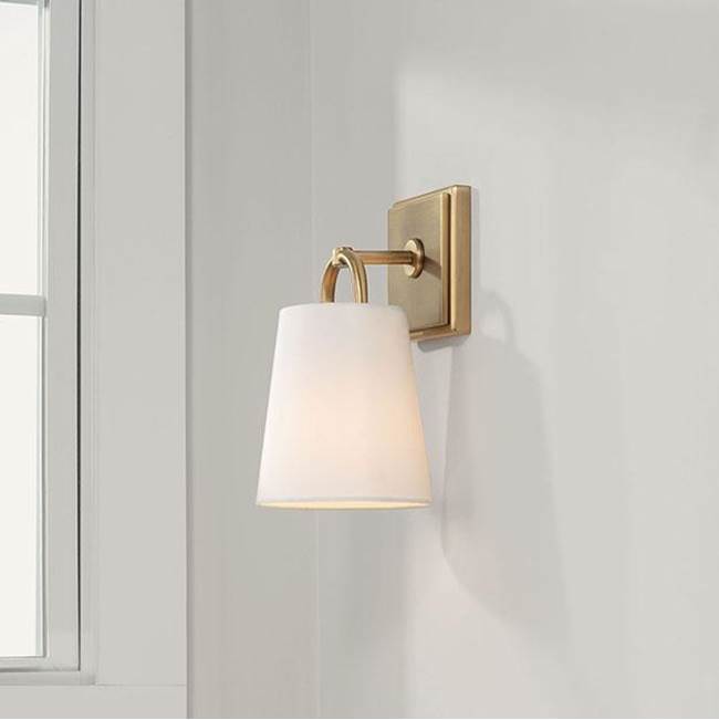 Capital Lighting 649411AD Aged Brass 6''w X 11''h 1-light Sconce In Aged Brass With White Fabric Shade Image 4