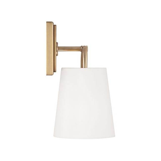Capital Lighting 649411AD Aged Brass 6''w X 11''h 1-light Sconce In Aged Brass With White Fabric Shade Image 2