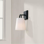 Capital Lighting 649411MB Matte Black 6''w X 11''h 1-light Sconce In Matte Black With White Fabric Shade Image 4