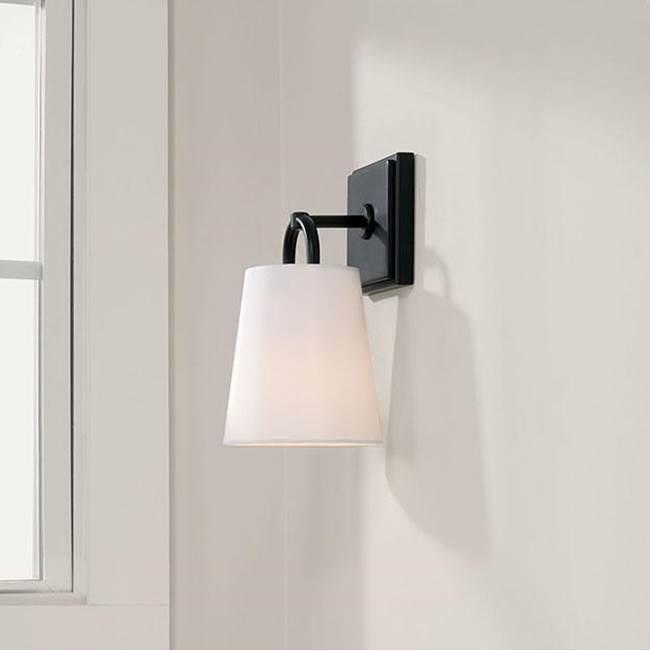 Capital Lighting 649411MB Matte Black 6''w X 11''h 1-light Sconce In Matte Black With White Fabric Shade Image 4