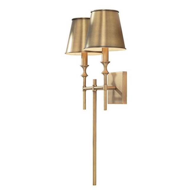 Capital Lighting 649721AD-708 Aged Brass 14.5''w X 26''h 2-light Sconce In Aged Brass With Metal Shades With White Interior Image 1