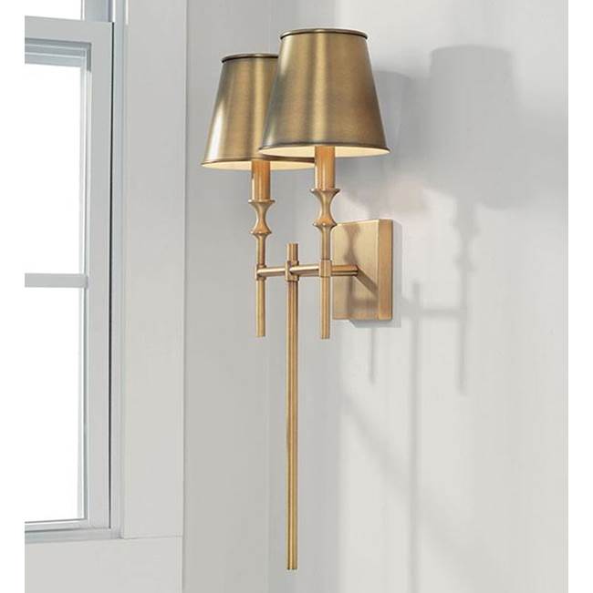 Capital Lighting 649721AD-708 Aged Brass 14.5''w X 26''h 2-light Sconce In Aged Brass With Metal Shades With White Interior Image 4