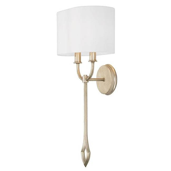 Capital Lighting 650021BS Brushed Champagne 11.25''w X 24.75''h 2-light Sconce In Brushed Champagne With White Fabric Oval Stay-straight Shade Image 1