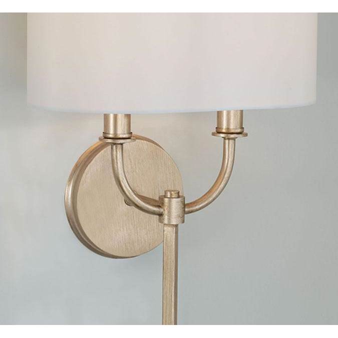Capital Lighting Claire 11.25''w X 24.75''h 2-light Sconce In Brushed Champagne With White Fabric Oval Stay-straight Shade
