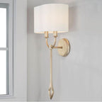 Capital Lighting 650021BS Brushed Champagne 11.25''w X 24.75''h 2-light Sconce In Brushed Champagne With White Fabric Oval Stay-straight Shade Image 4