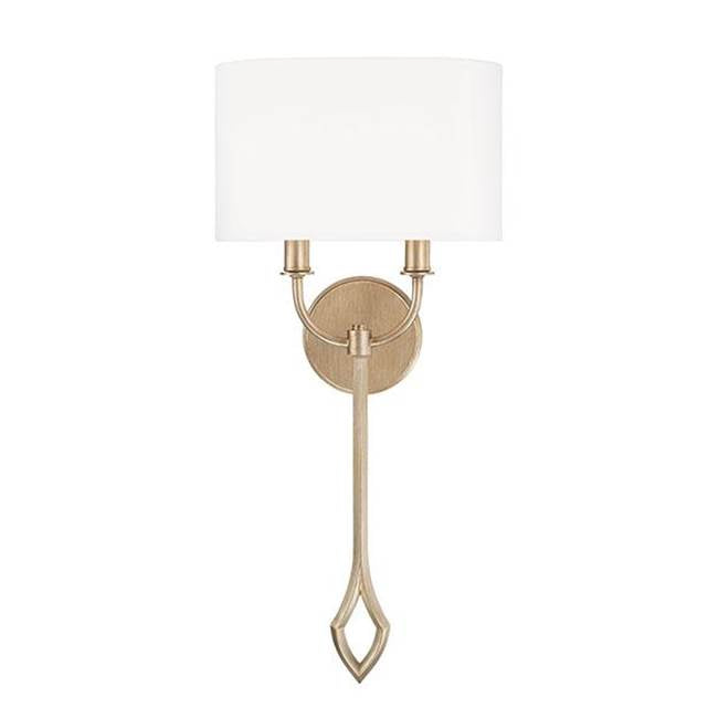 Capital Lighting 650021BS Brushed Champagne 11.25''w X 24.75''h 2-light Sconce In Brushed Champagne With White Fabric Oval Stay-straight Shade Image 3