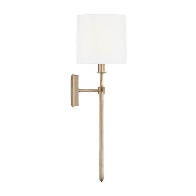 Capital Lighting 650021BS Brushed Champagne 11.25''w X 24.75''h 2-light Sconce In Brushed Champagne With White Fabric Oval Stay-straight Shade Image 2