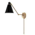 Capital Lighting 650111AB Aged Brass,Black 7''w X 26''h 1-light Sconce In Aged Brass And Black Metal Shade With White Interior Image 1