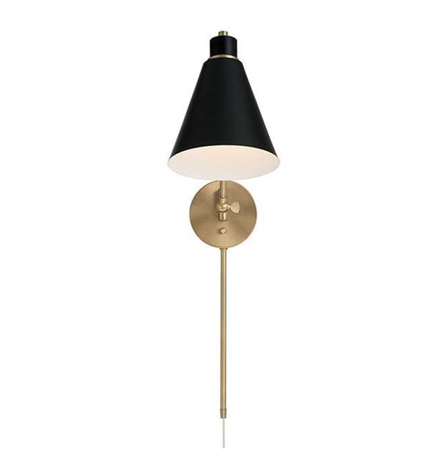 Capital Lighting 650111AB Aged Brass,Black 7''w X 26''h 1-light Sconce In Aged Brass And Black Metal Shade With White Interior Image 3