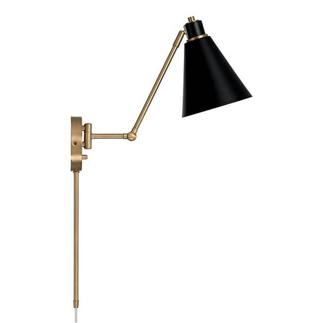 Capital Lighting 650111AB Aged Brass,Black 7''w X 26''h 1-light Sconce In Aged Brass And Black Metal Shade With White Interior Image 2