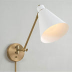Capital Lighting Bradley 7''w X 26''h 1-light Sconce In Aged Brass And Black Metal Shade With White Interior