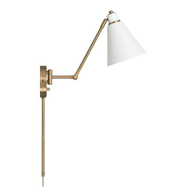 Capital Lighting 650111AW Aged Brass,White 7''w X 26''h 1-light Sconce In Aged Brass And White Metal Shade With White Interior Image 2