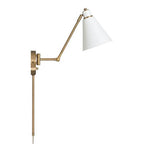 Capital Lighting 650111AW Aged Brass,White 7''w X 26''h 1-light Sconce In Aged Brass And White Metal Shade With White Interior Image 2