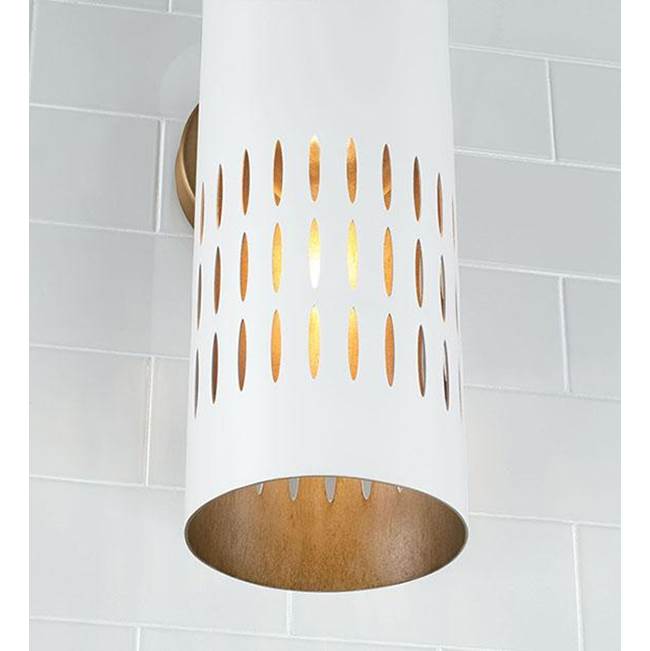 Capital Lighting Dash 5''w X 16''h 1-light Sconce In Aged Brass And White Metal Shade With Painted Aged Brass Interior
