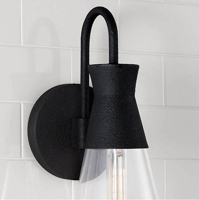 Capital Lighting Paloma 7.25''w X 16.25''h 1-light Sconce In Textured Black With Clear Glass