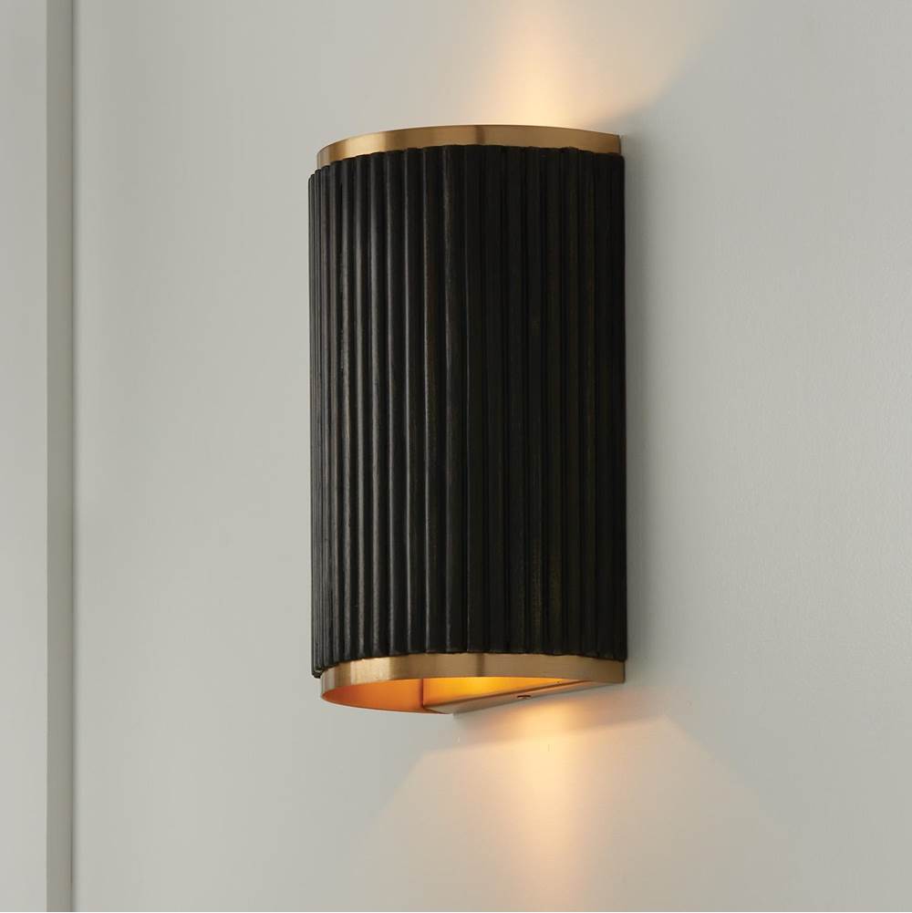 Capital Lighting 650721KR Black Stain,Matte Brass 7.50''w X 12''h 2-light Sconce In Matte Brass And Handcrafted Mango Wood In Black Stain Image 3