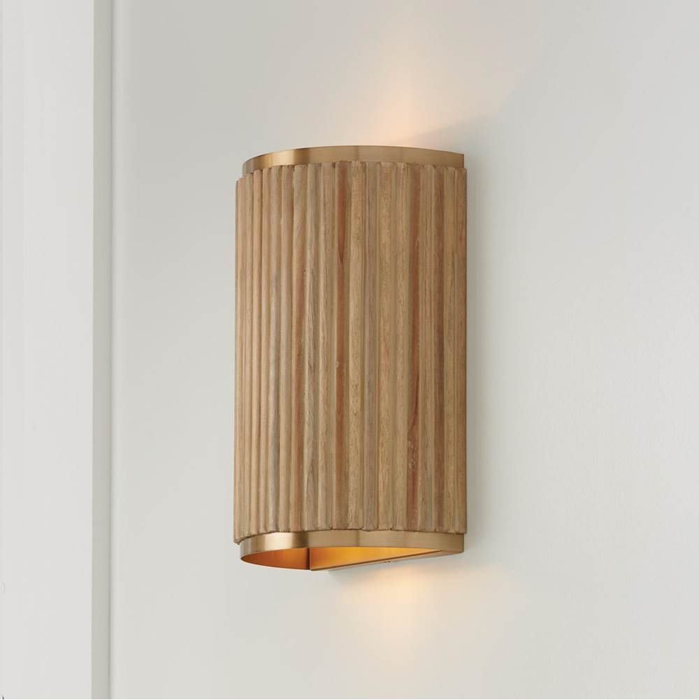 Capital Lighting Donovan 7.50''w X 12''h 2-light Sconce In Matte Brass And Handcrafted Mango Wood In Black Stain