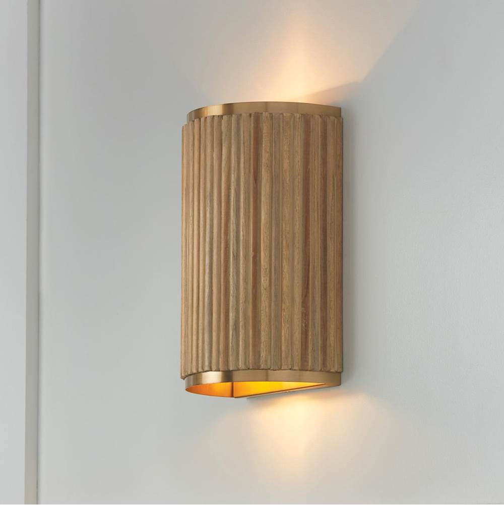 Capital Lighting 650721WS White Wash,Matte Brass 7.50''w X 12''h 2-light Sconce In Matte Brass And Handcrafted Mango Wood In White Wash Image 3