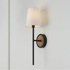 Capital Lighting Jonah 5''w X 20''h 1-light Sconce In Matte Black And Mango Wood With Removable White Fabric Shade