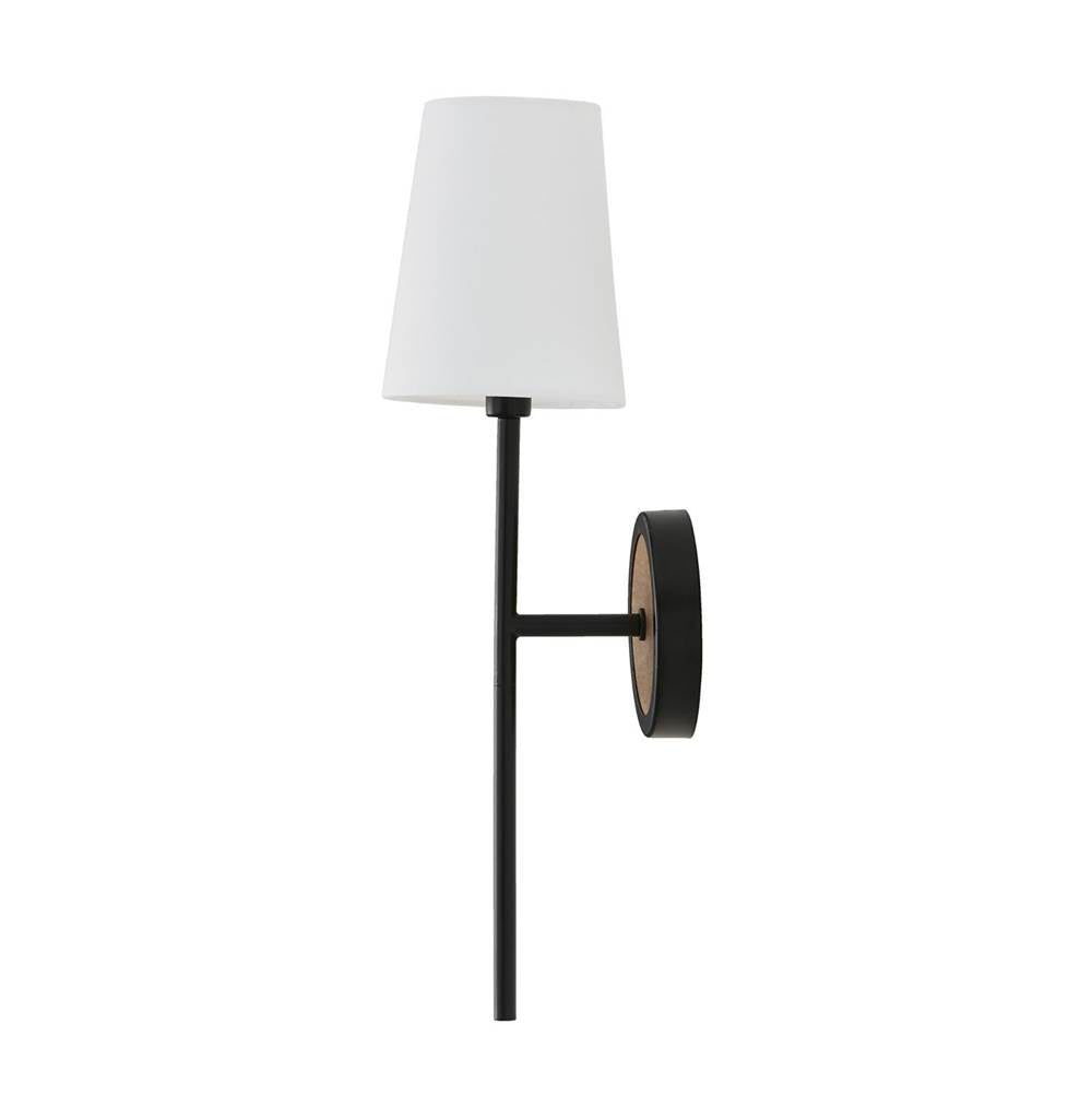 Capital Lighting 650811WK-709 Light Wood,Matte Black 5''w X 20''h 1-light Sconce In Matte Black And Mango Wood With Removable White Fabric Shade Image 3