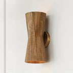 Capital Lighting Nadeau 6.50''w X 15''h 2-light Sconce In Hand-distressed Patinaed Brass And Handcrafted Mango Wood