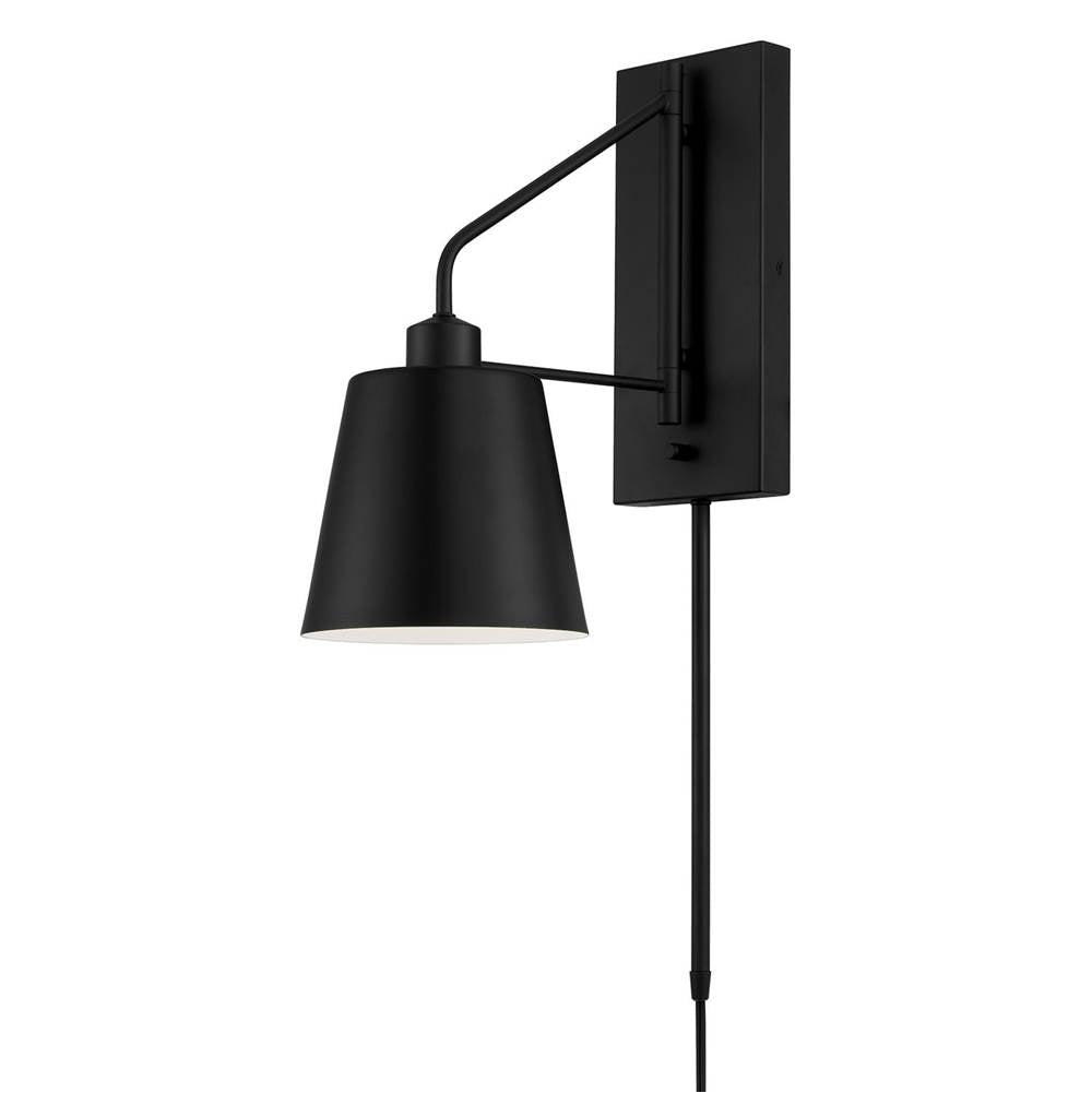 Capital Lighting 651311MB Matte Black 6.75''w X 24.50''h 1-light Modern Metal Sconce In Matte Black With White Interior Image 1