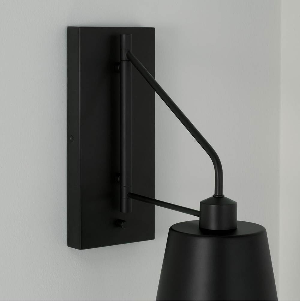 Capital Lighting 651311MB Matte Black 6.75''w X 24.50''h 1-light Modern Metal Sconce In Matte Black With White Interior Image 3