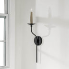 Capital Lighting Wilder 5''w X 26''h 1-light Sconce In Matte Black With Interchangeable Faux Wood Or Matte Black Candle Sleeve