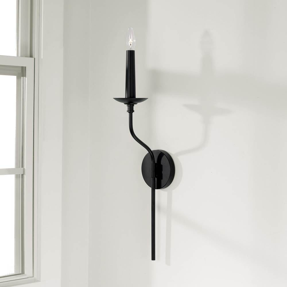 Capital Lighting 651511MB Matte Black 5''w X 26''h 1-light Sconce In Matte Black With Interchangeable Faux Wood Or Matte Black Candle Sleeve Image 3
