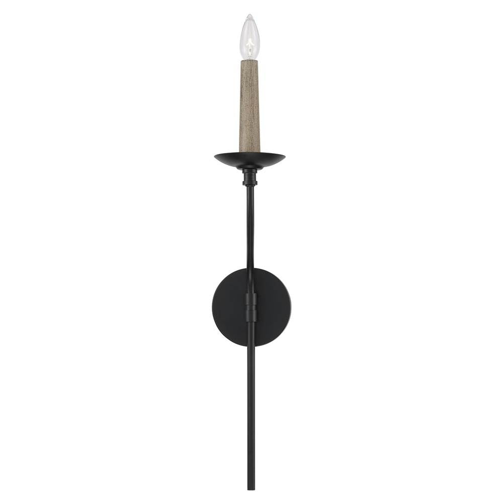 Capital Lighting 651511MB Matte Black 5''w X 26''h 1-light Sconce In Matte Black With Interchangeable Faux Wood Or Matte Black Candle Sleeve Image 5