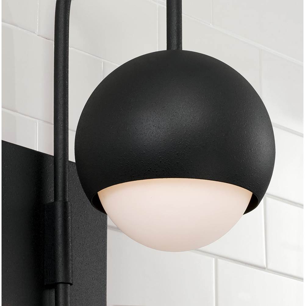 Capital Lighting 651611BI Black Iron 6''w X 15.50''h 1-light Circular Globe Sconce In Black Iron With Soft White Glass Image 5