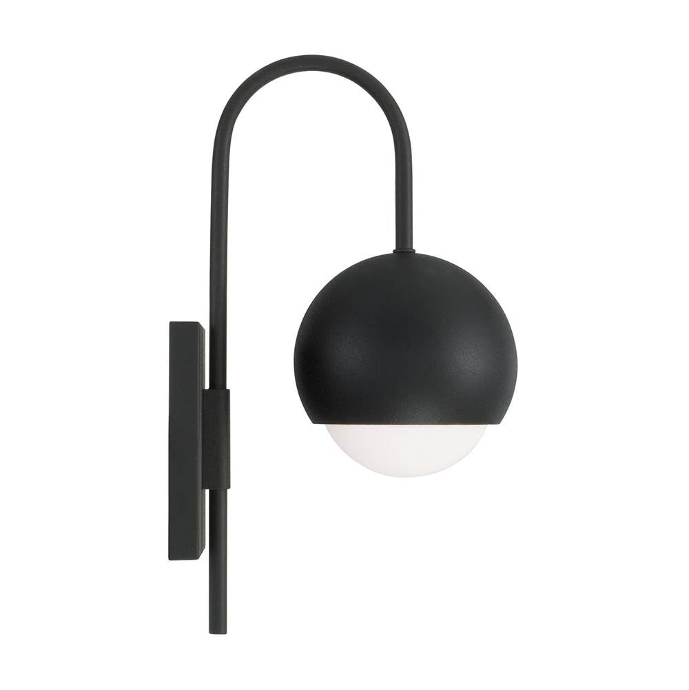 Capital Lighting 651611BI Black Iron 6''w X 15.50''h 1-light Circular Globe Sconce In Black Iron With Soft White Glass Image 3