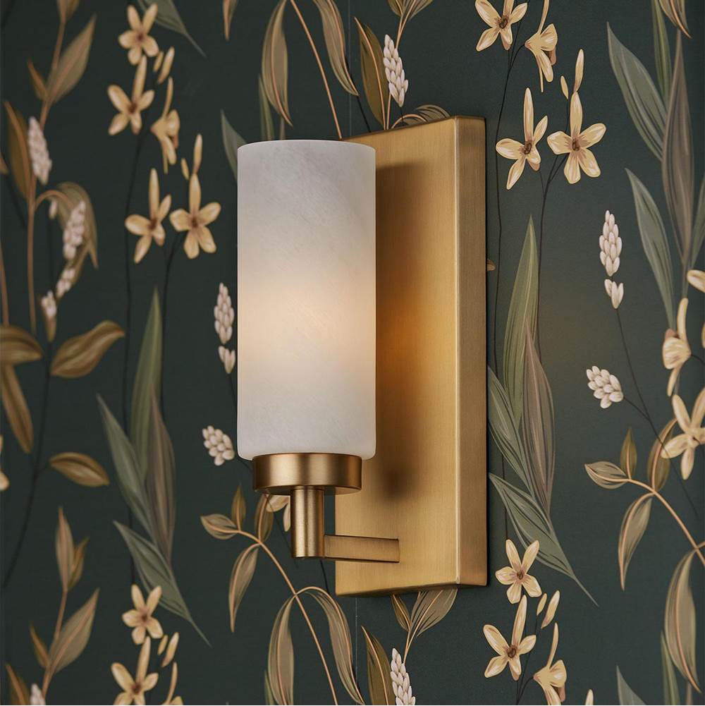 Capital Lighting Alyssa 5''w X 11''h 1-light Cylindrical Sconce In Aged Brass With Faux Alabaster Glass