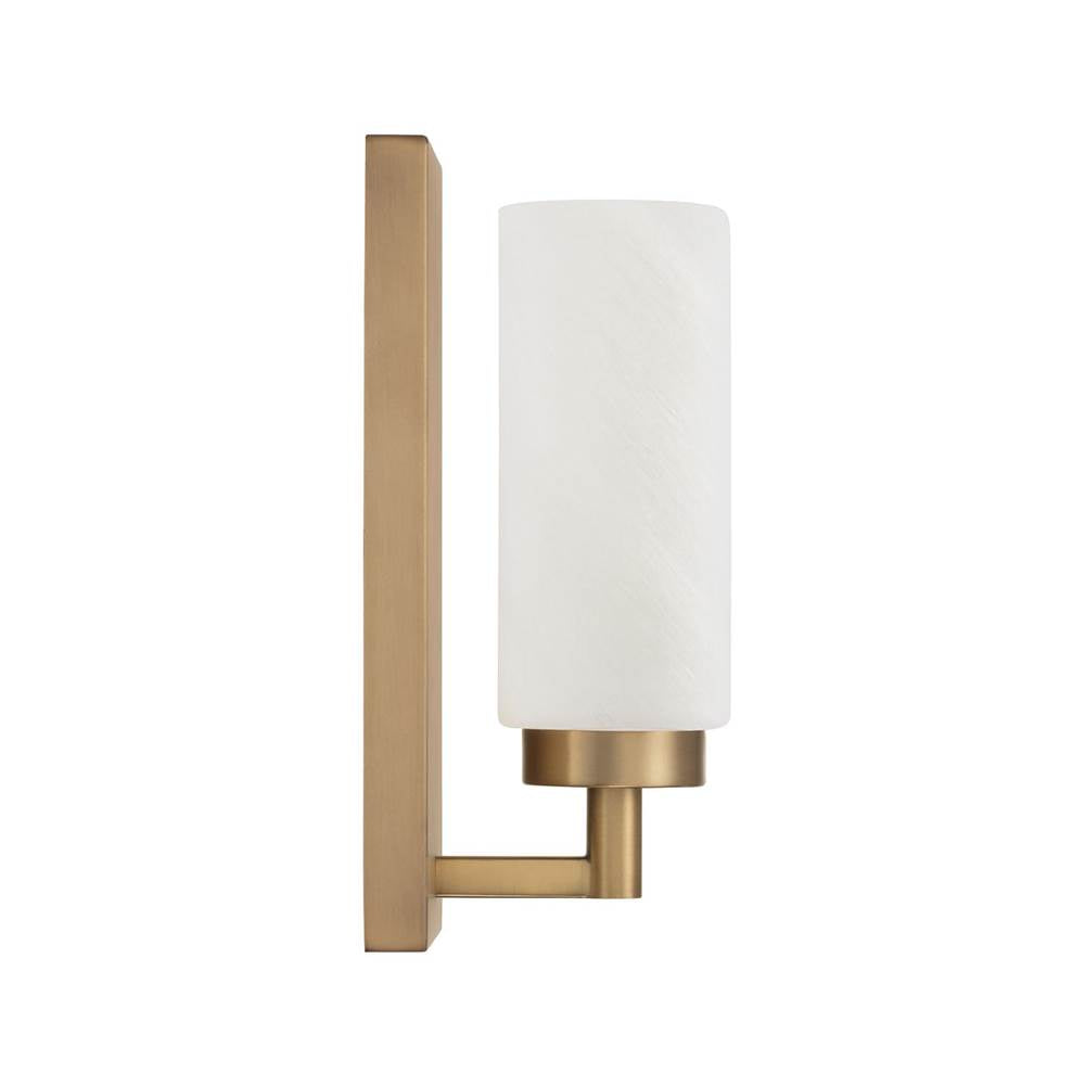 Capital Lighting 651711AD Aged Brass 5''w X 11''h 1-light Cylindrical Sconce In Aged Brass With Faux Alabaster Glass Image 4
