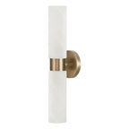 Capital Lighting 651721AD Aged Brass 5''w X 20.50''h 2-light Cylindrical Linear Bath Bar Sconce In Aged Brass With Faux Alabaster Glass Image 1
