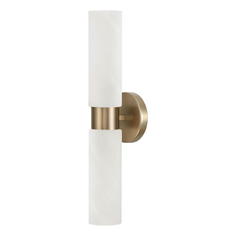 Capital Lighting 651721AD Aged Brass 5''w X 20.50''h 2-light Cylindrical Linear Bath Bar Sconce In Aged Brass With Faux Alabaster Glass Image 1